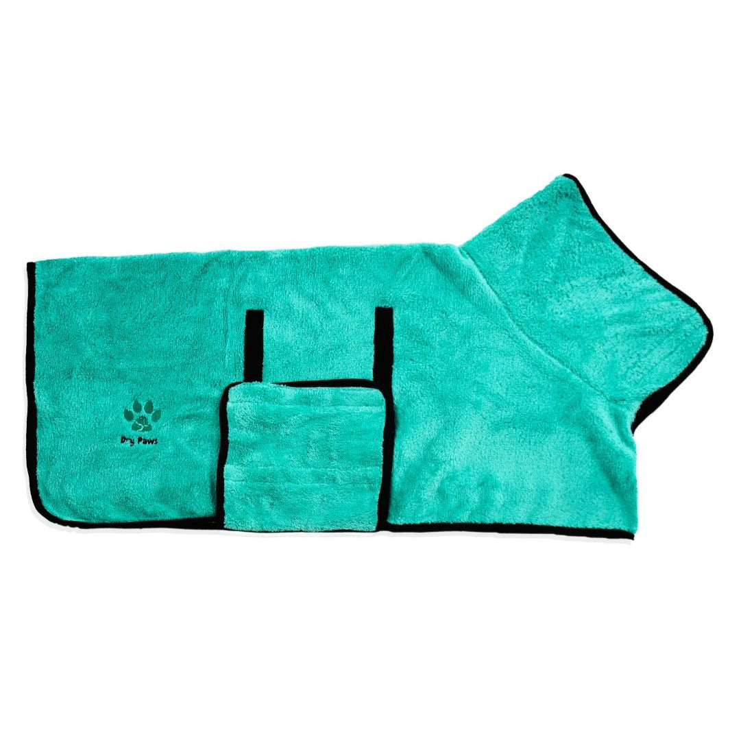 Super Absorbent Dog Bathrobe/Towel Light Blue (New Plush) Dry Paws