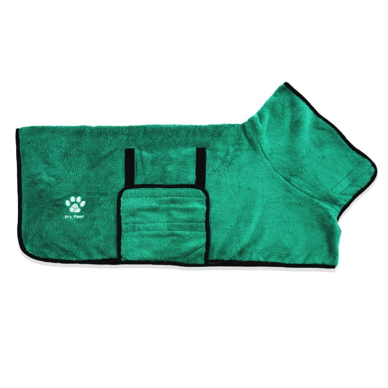 Super Absorbent Dog Bathrobe/Towel Green (New Plush) - Dry Paws