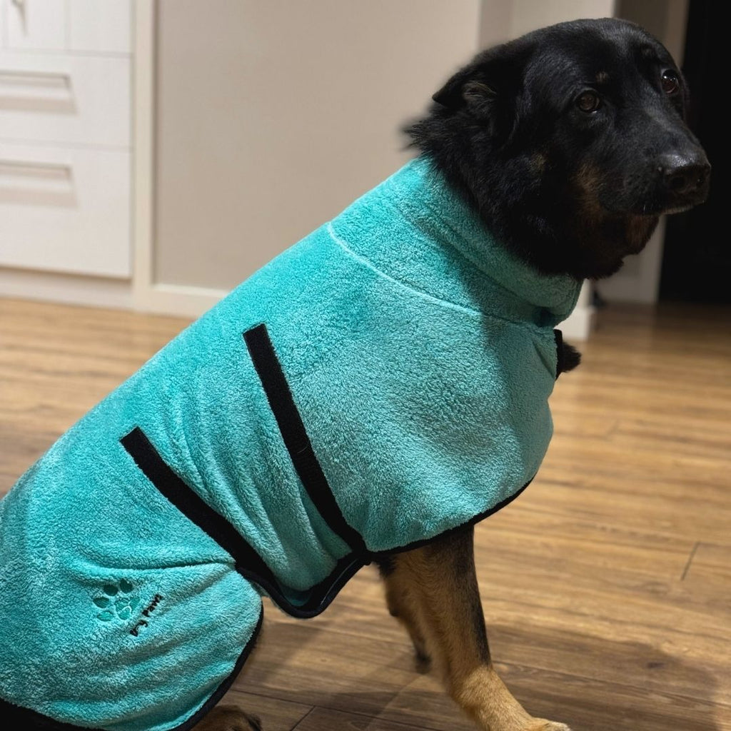 Super Absorbent Dog Bathrobe/Towel Light Blue (New Plush) - Dry Paws